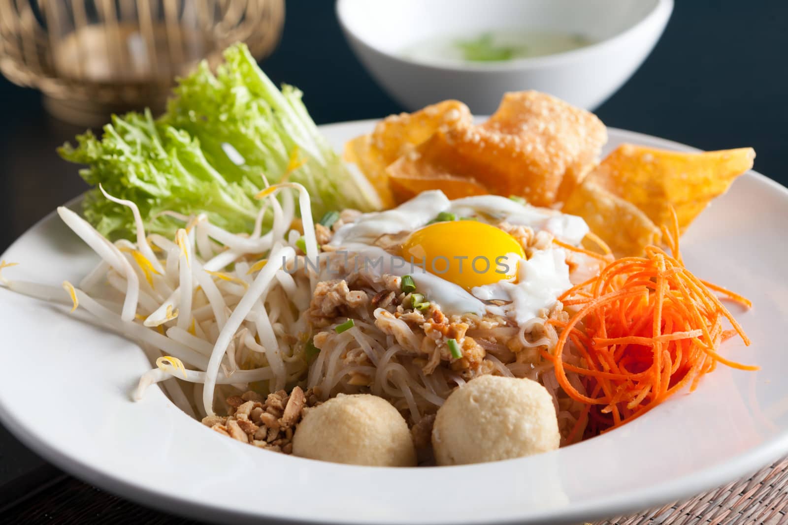 Thai Noodle Dish with Fried Egg by graficallyminded