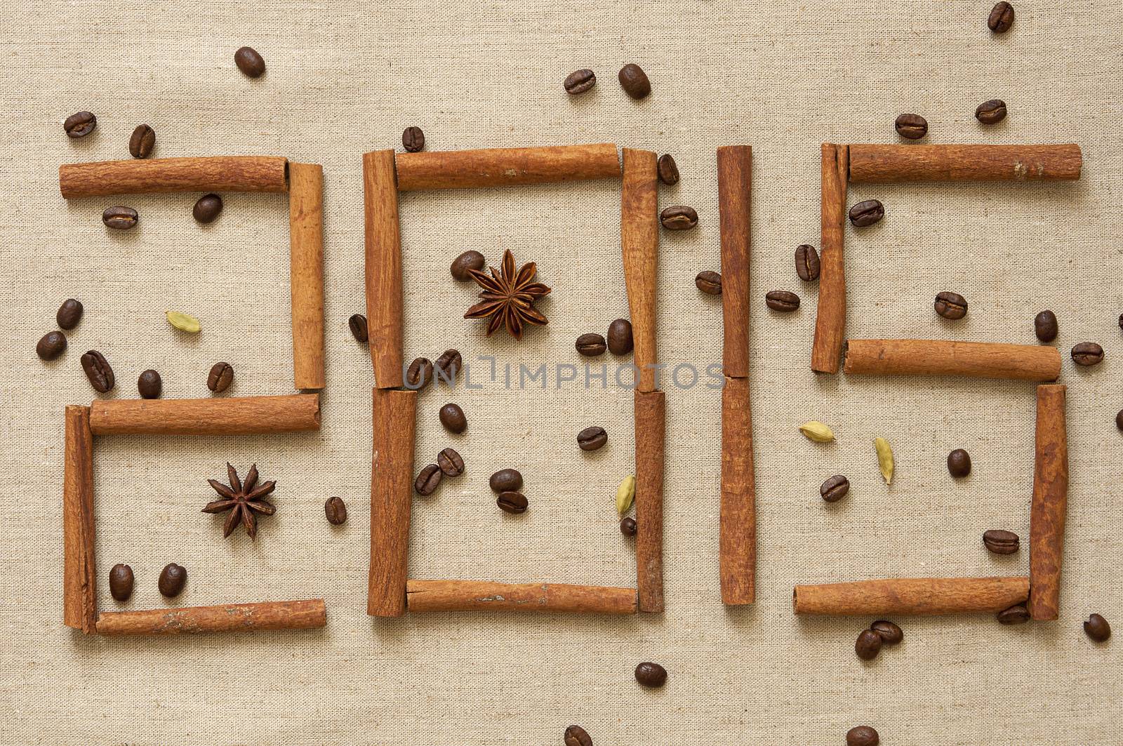 New year 2015, digits made of cinnamon sticks