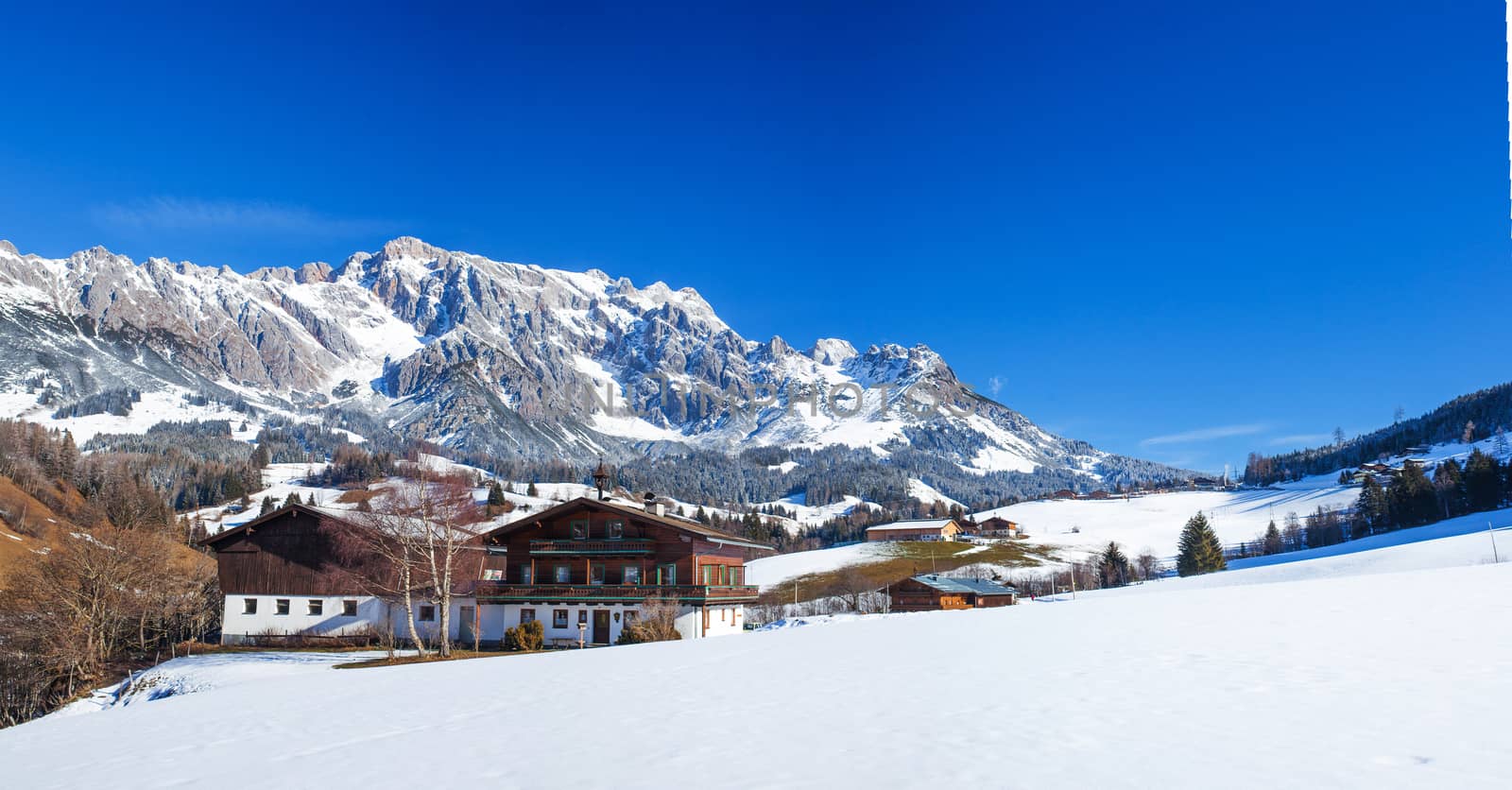 Winter in the Alps, Austria. Panorama shot