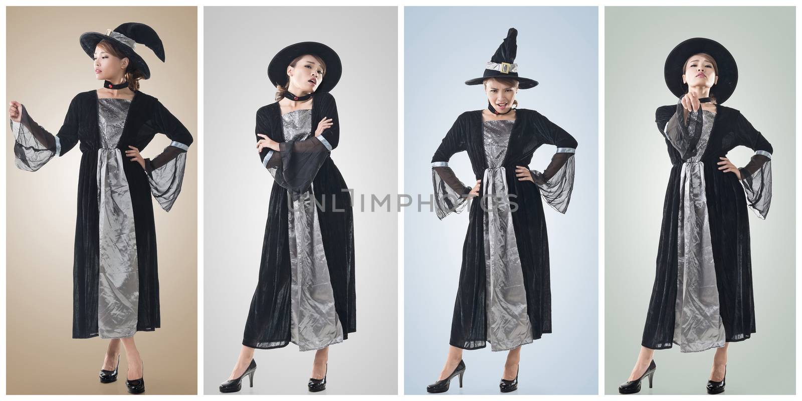 Collection of Asian witch with several pose.