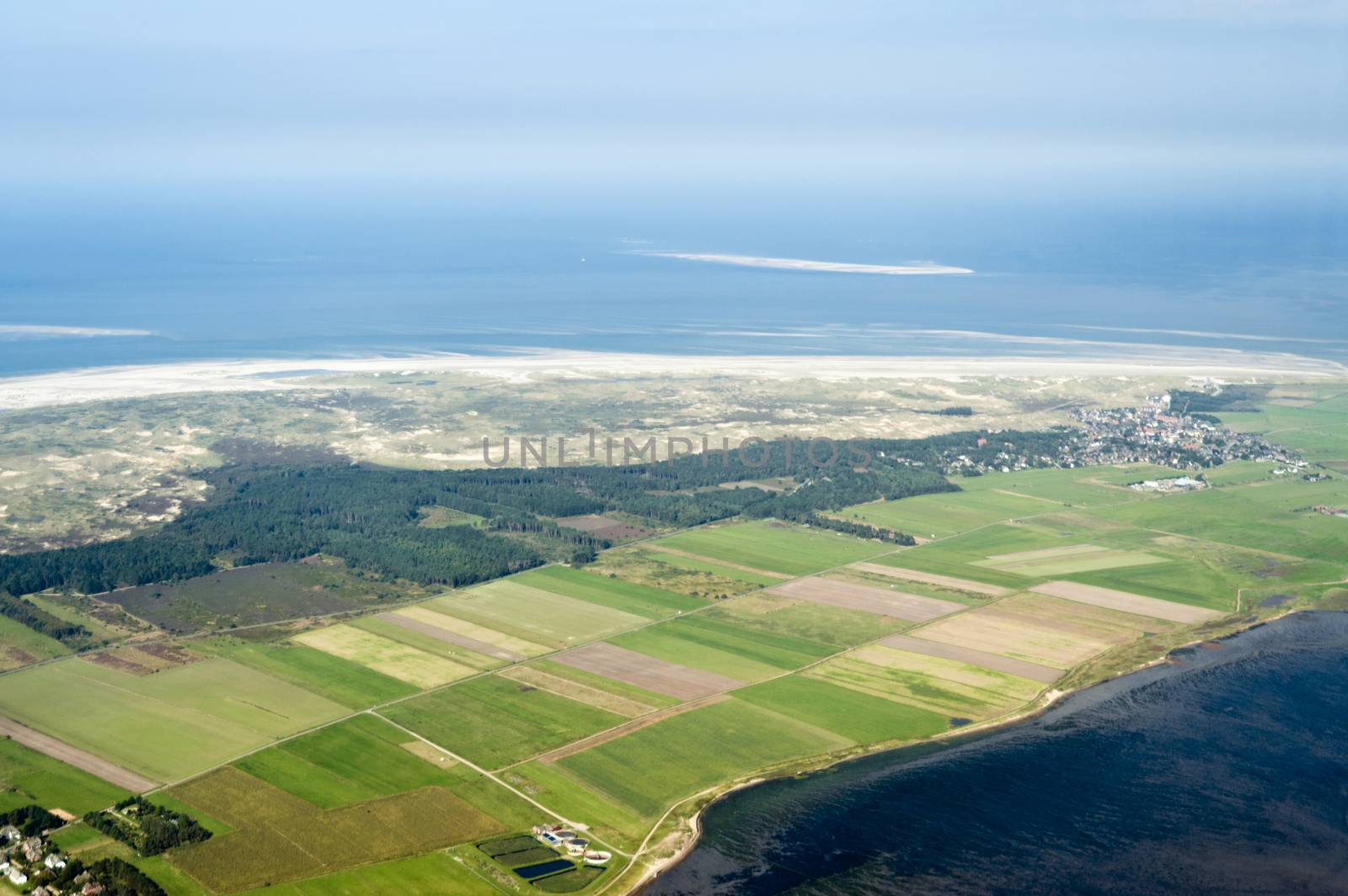 Aerial view from the Schleswig-Holstein Wadden Sea National Park in Germany