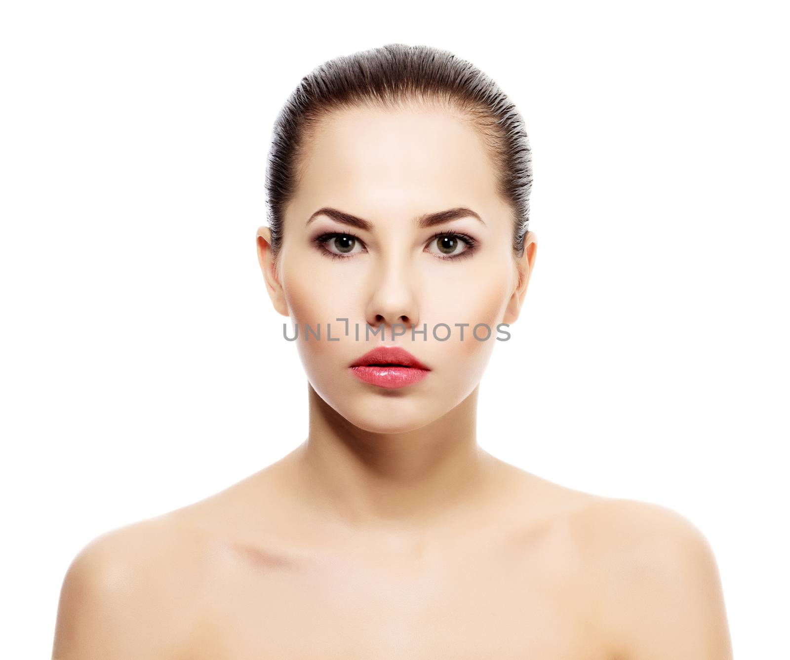 Pretty girl posing on white background