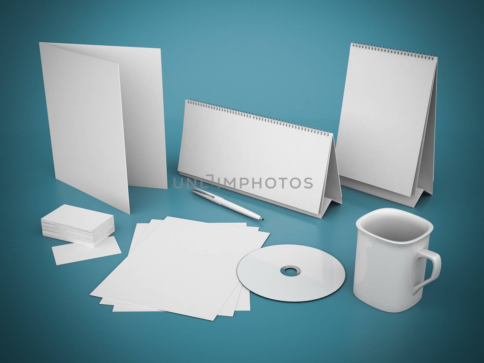Corporate identity template on a beautiful blue background
