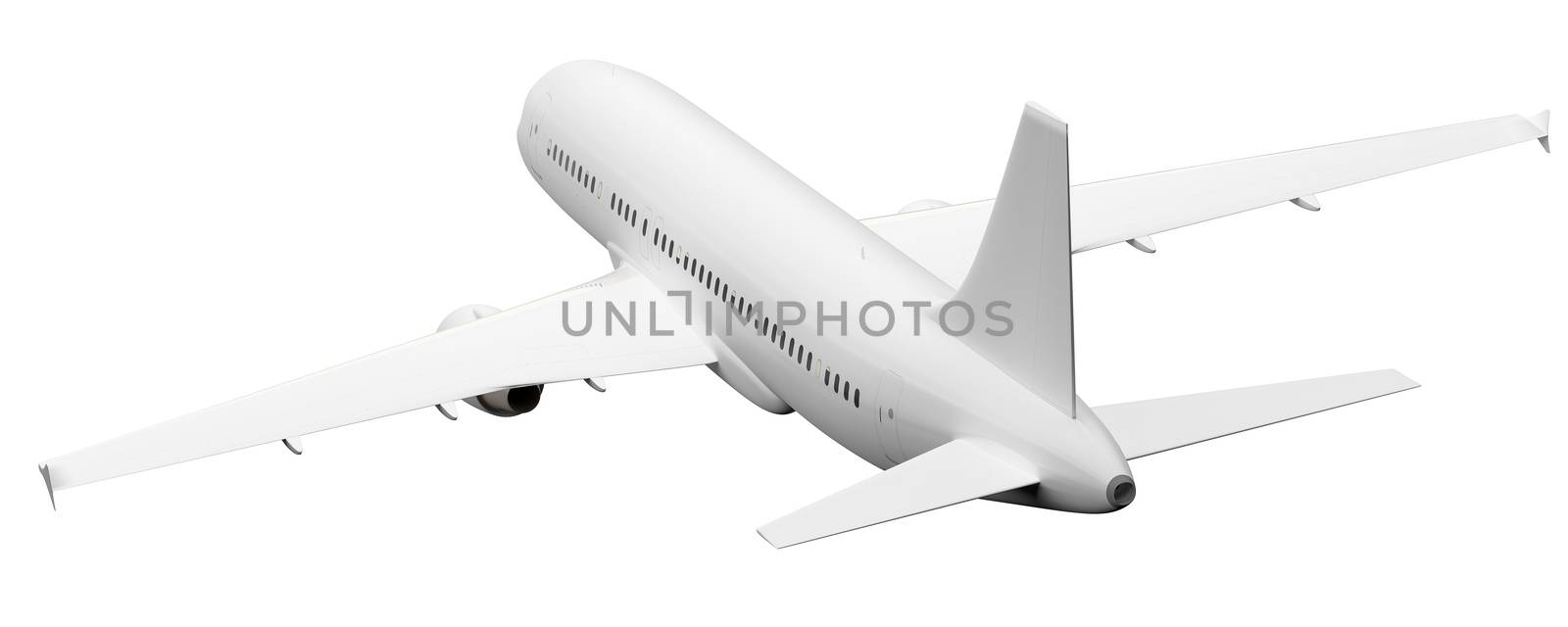 An image of a plane rear view isolated on white
