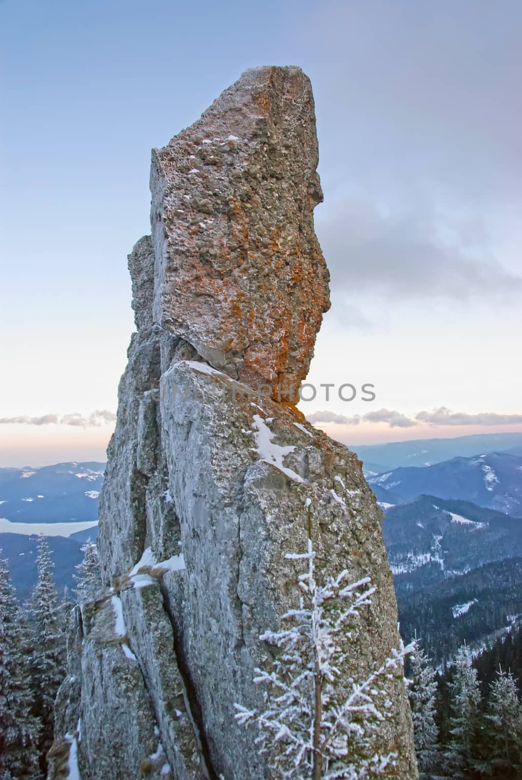 Conglomerate rock in Ceahlau mountains, Romania.