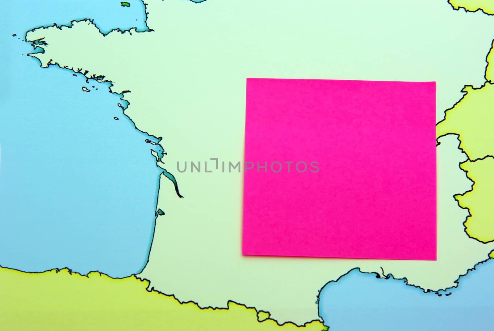 Pen and post it on France map.