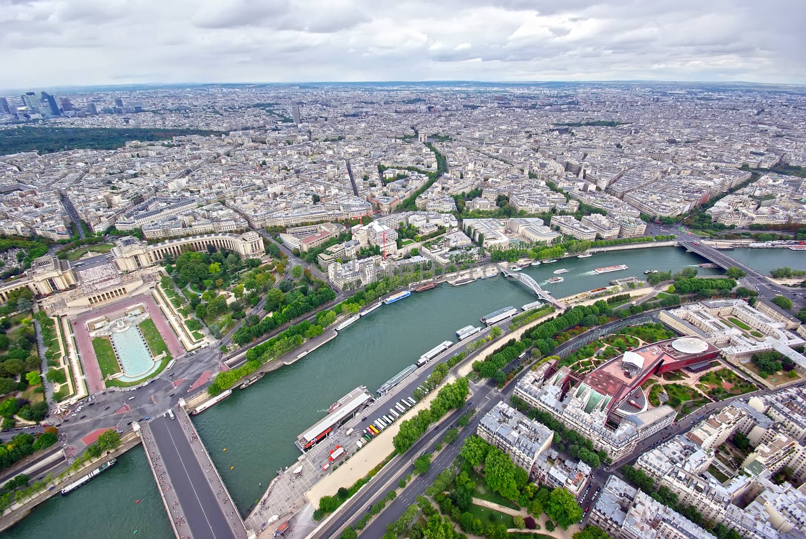 Seine river in Paris, Eiffel Tower view.