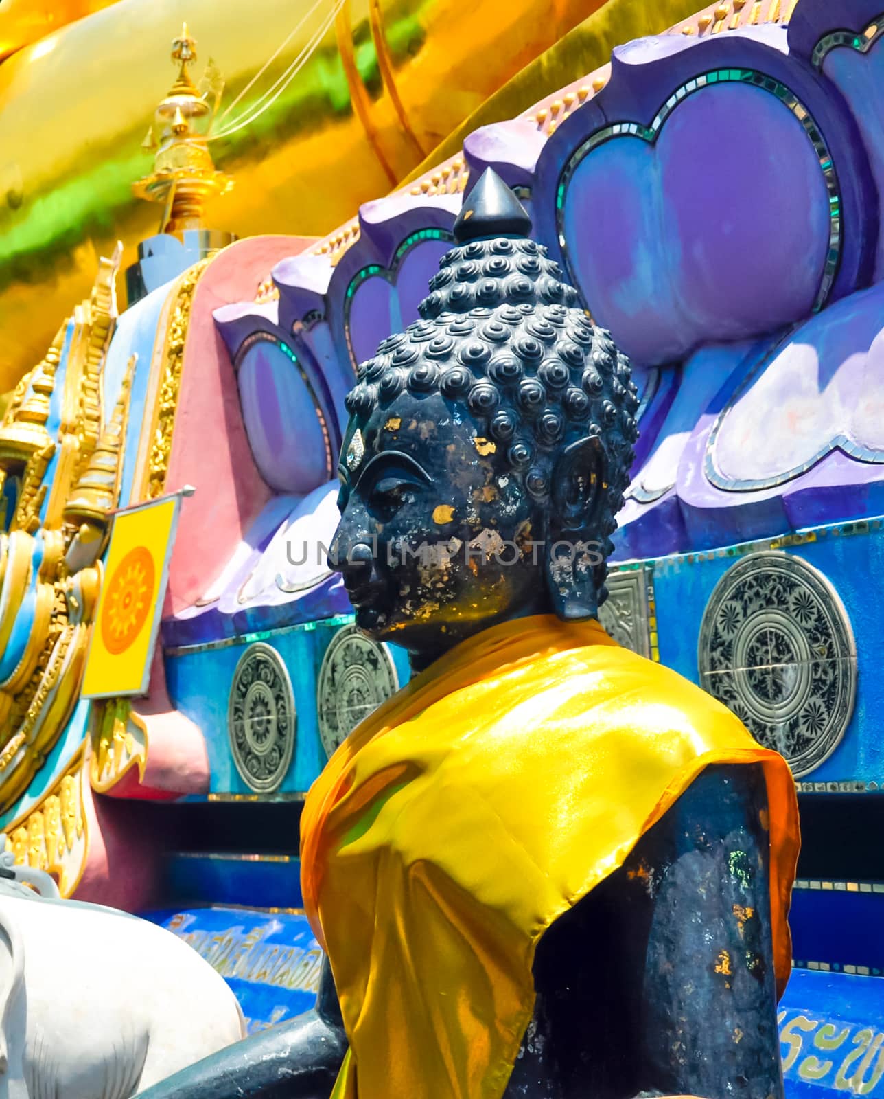 Beautiful Golden Buddha statue, at public temple, Wat Phabuddha navarantur - Golden Triangle in Chiang Rai,Thailand.