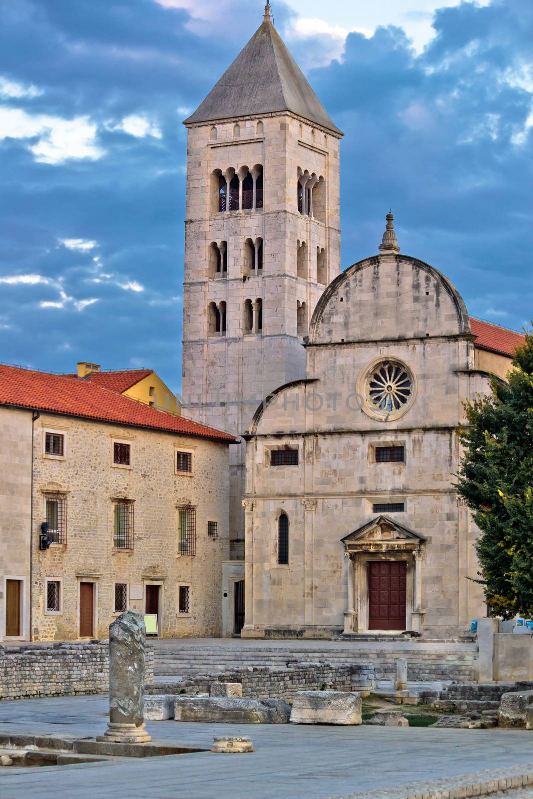 Town of Zadar historic church vertical view, Dalmatia, Croatia