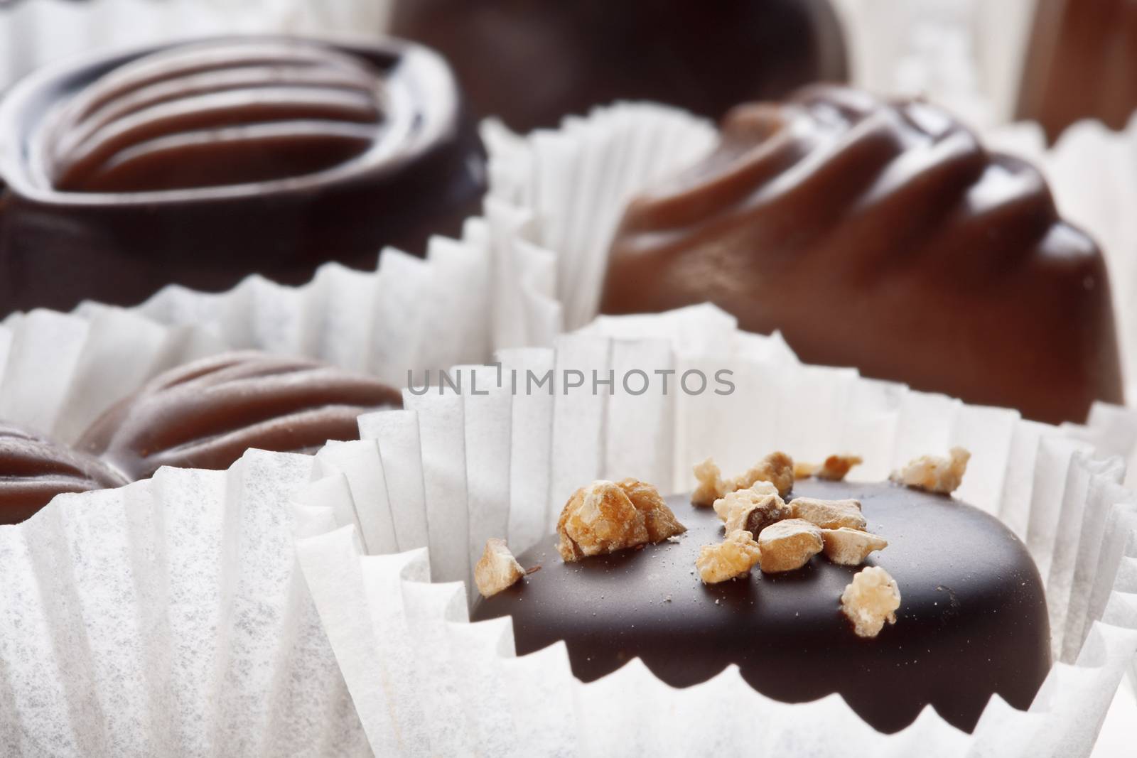 assortment of delicious dark chocolate pralines