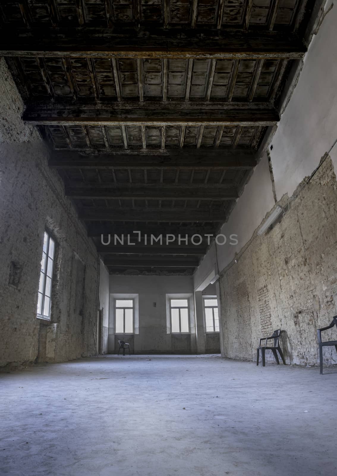 Interiors of an abandoned madhouse in the downtown