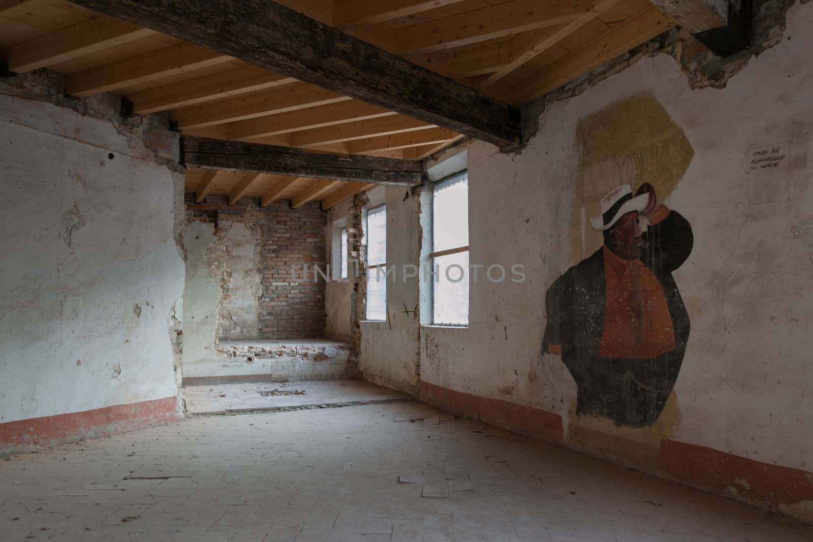 Interiors of an abandoned madhouse in the downtown