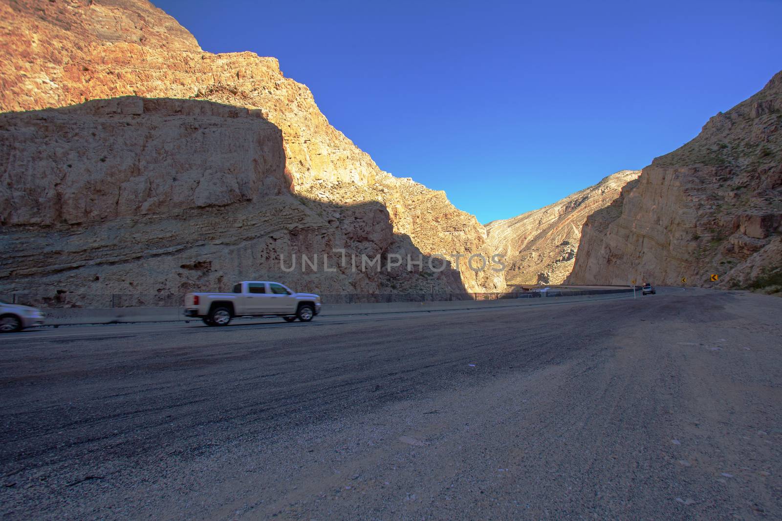 Interstate 15 passing through Virgin Gorge Pass