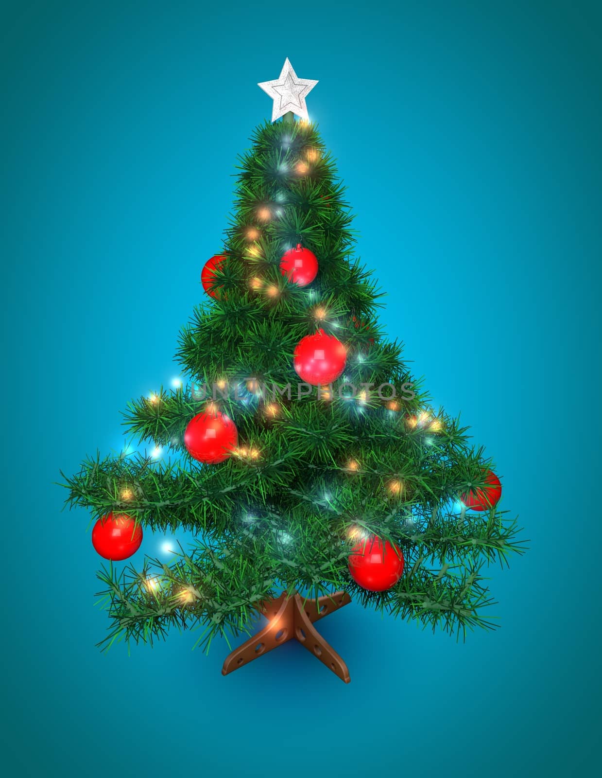 Rendered image with a Christmas tree.