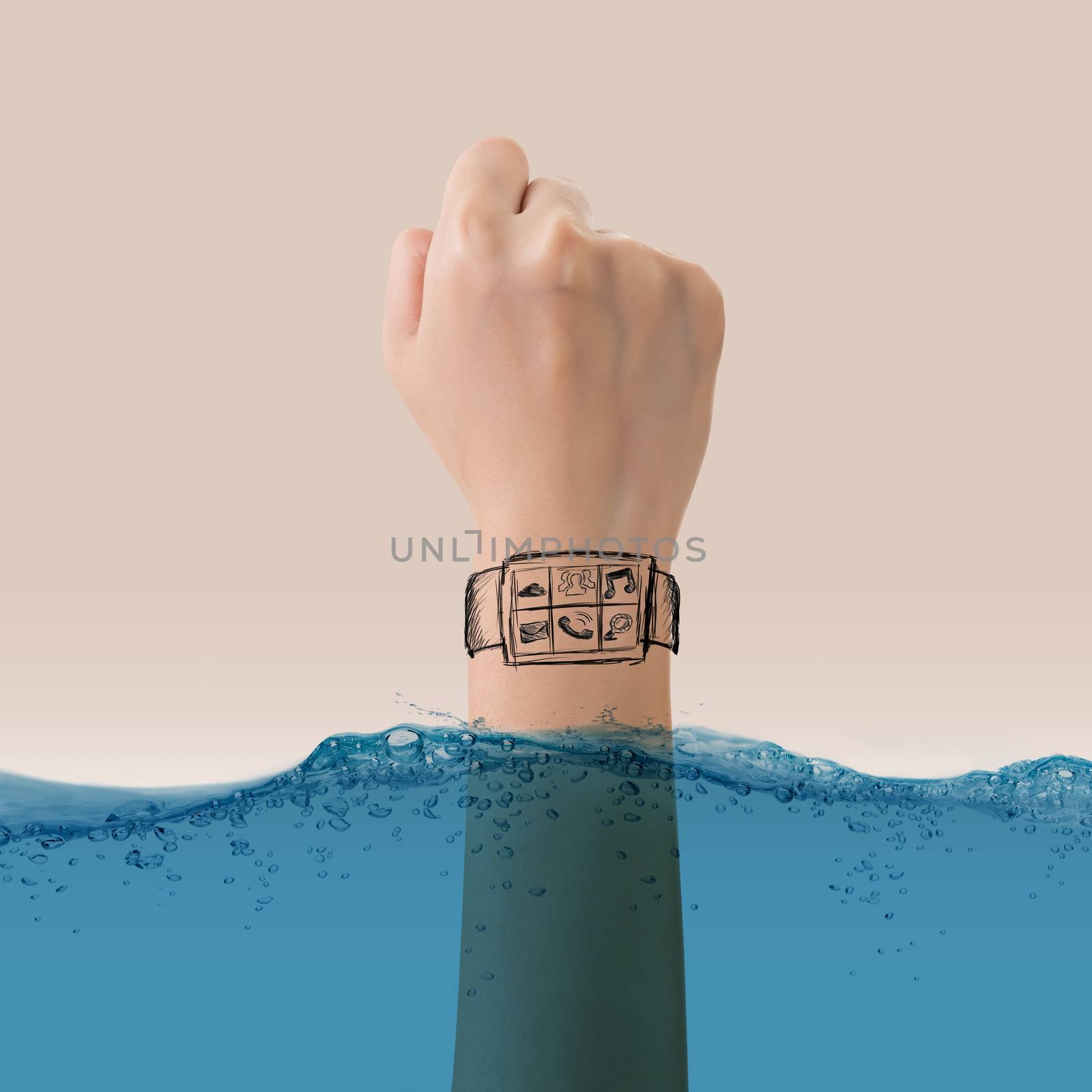 Smart watch concept of waterproof, growth, new, come out etc.