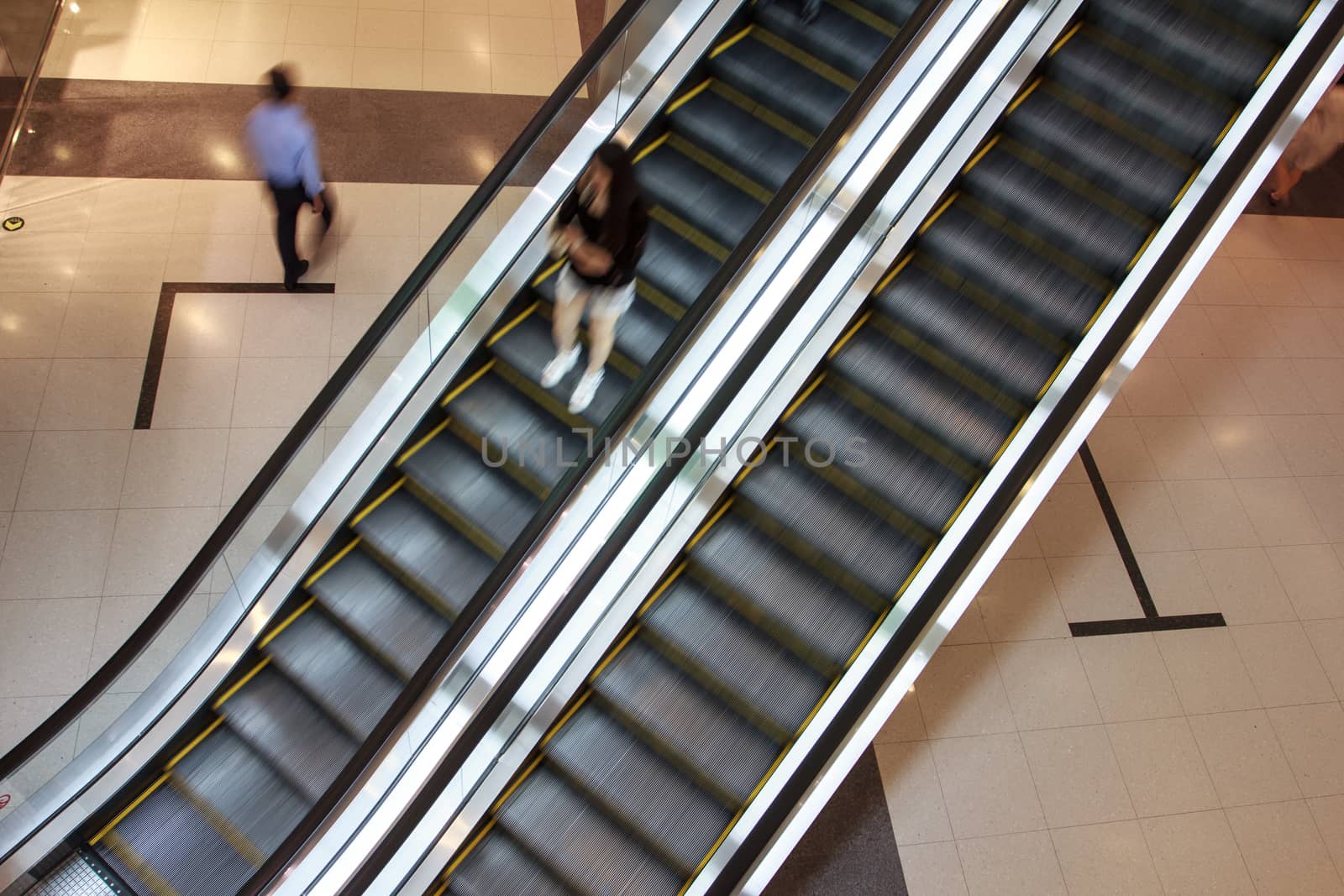 Elevator in shopping malls,with sllow shutter