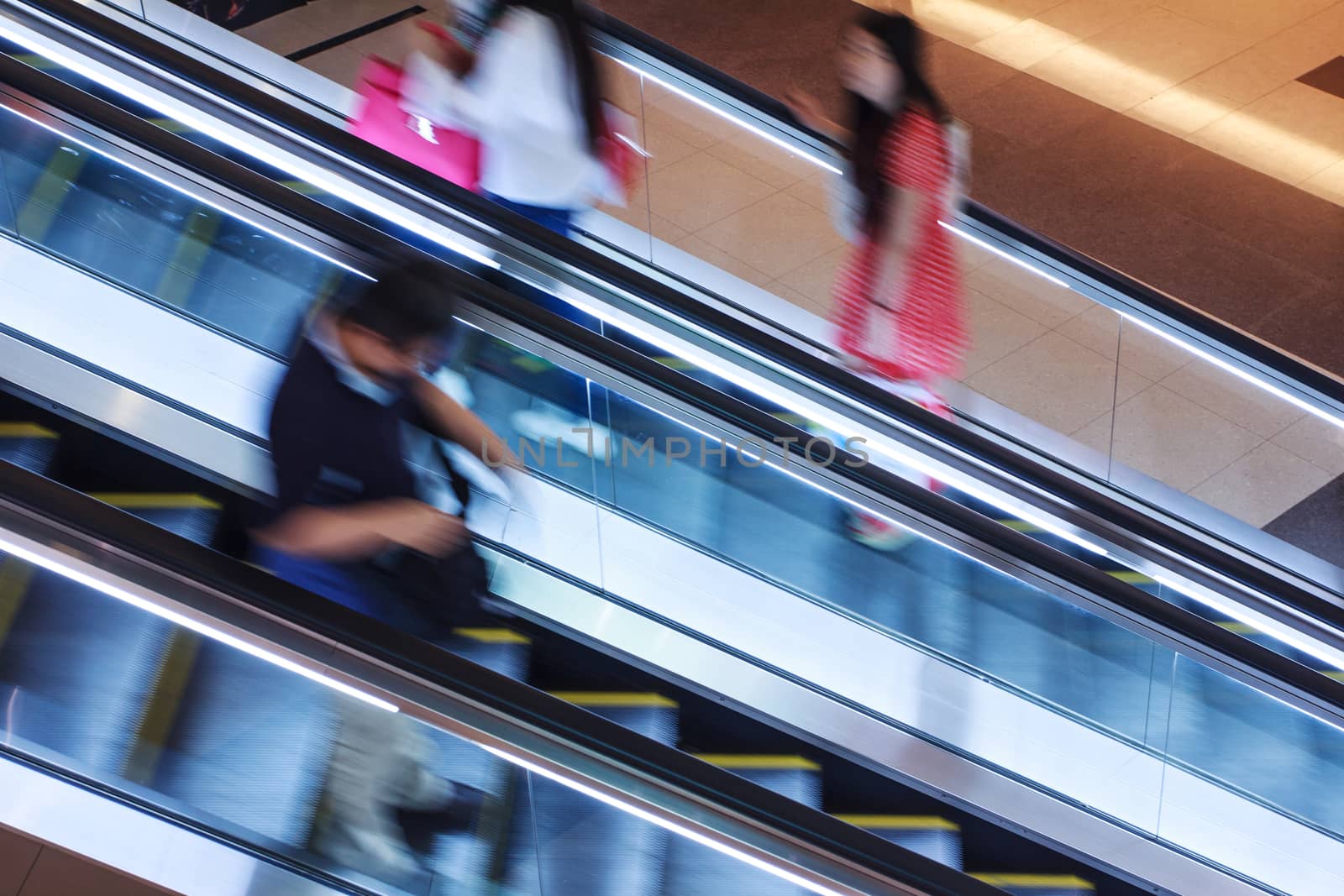 Elevator in shopping malls,with sllow shutter