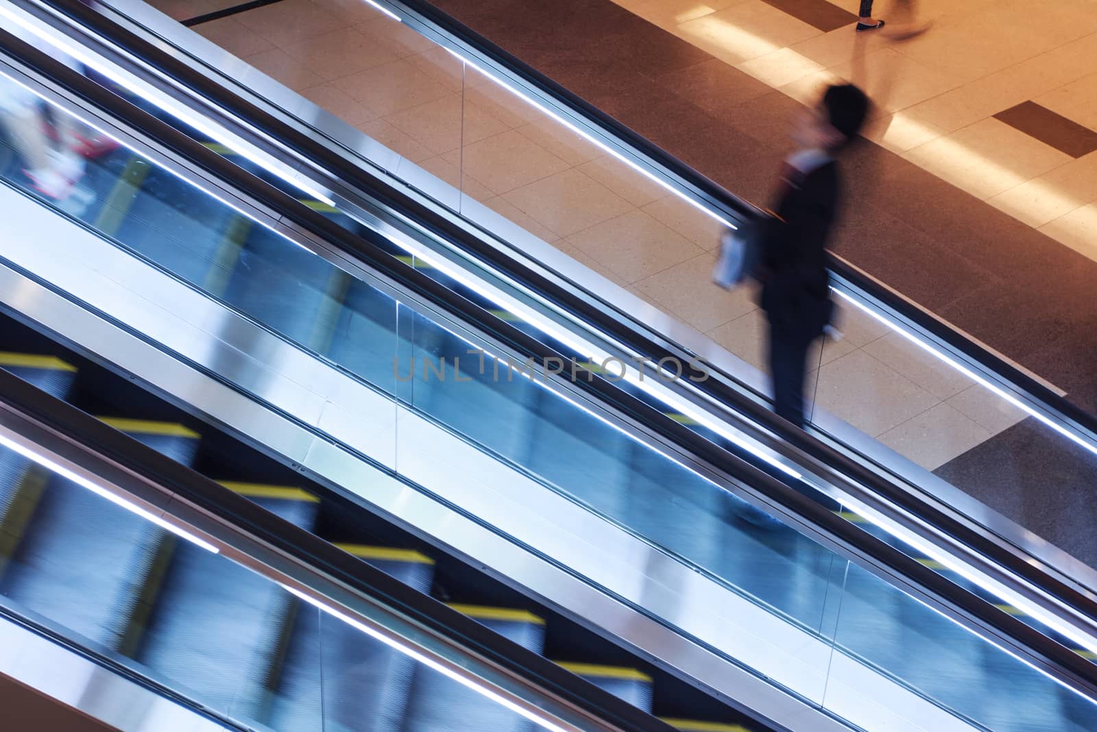 Elevator in shopping malls,with sllow shutter