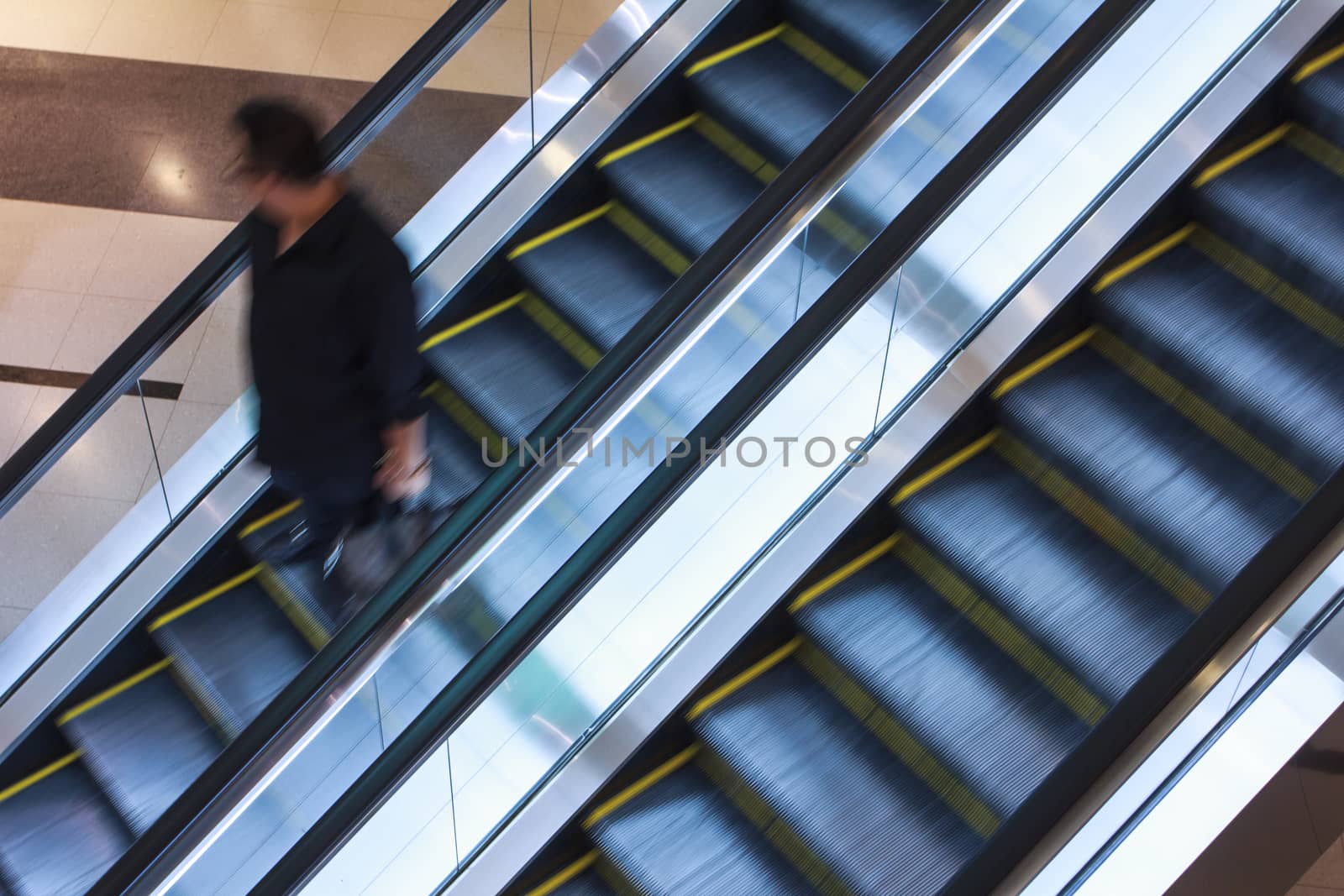 Elevator in shopping malls,with sllow shutter