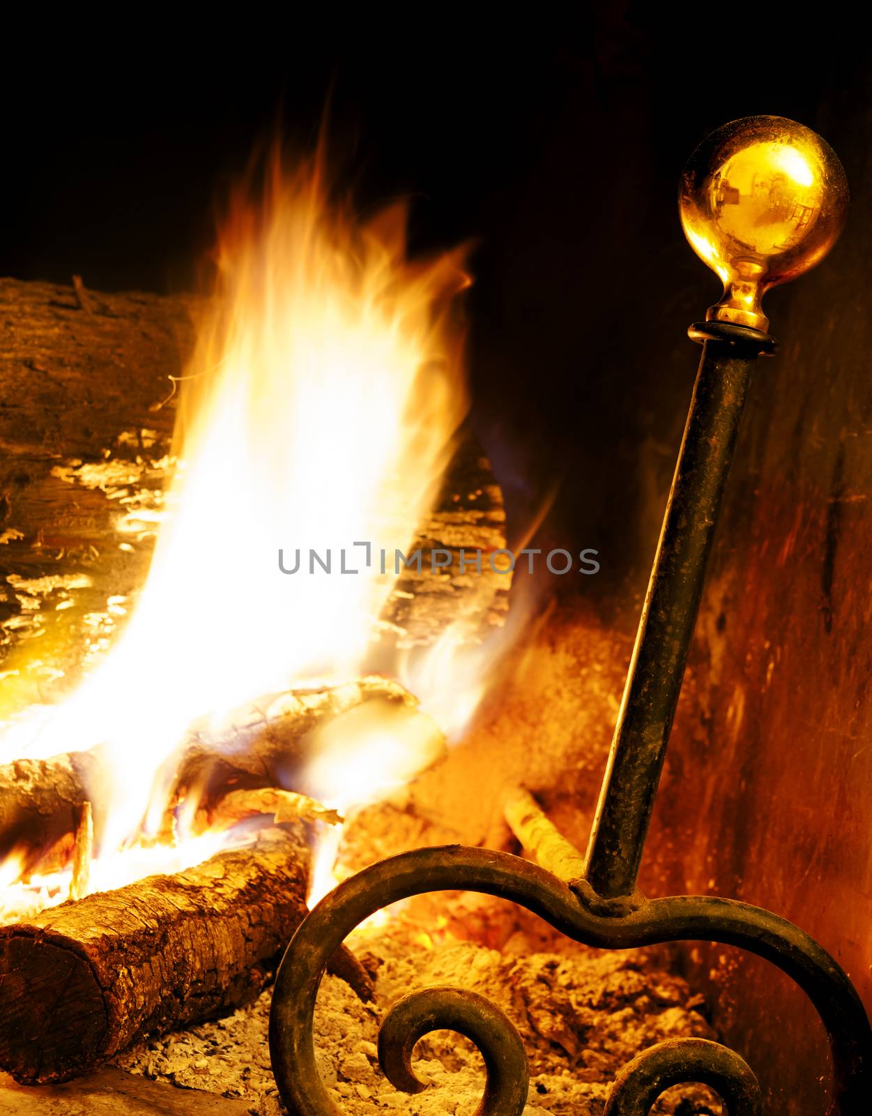 close up image of fireplace and wood burning