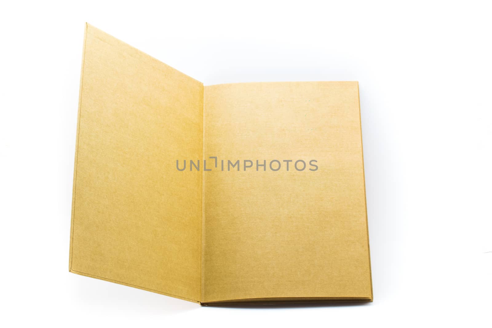 open brown blank pages paper book isolated on white background