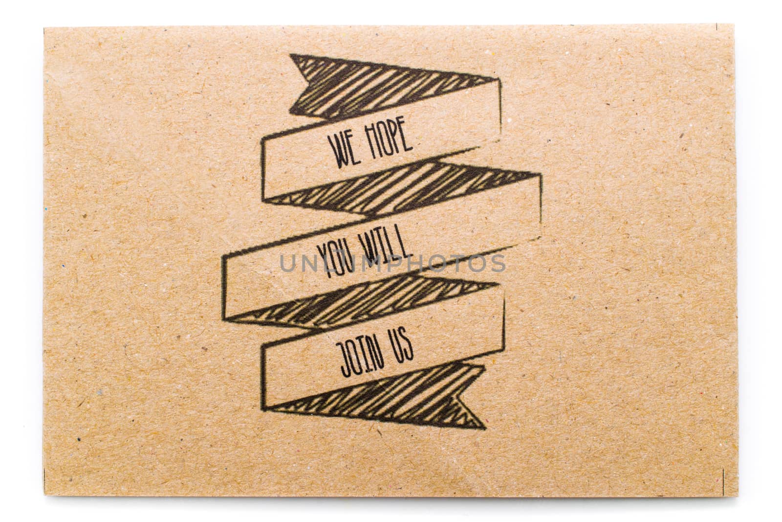 write text (we hope, you will, join us) on brown paper by pitchaphan