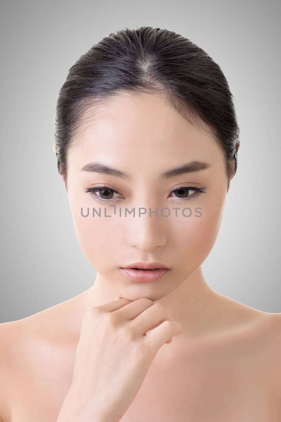 Asian beauty face, concept of glamour, makeup, healthcare etc.