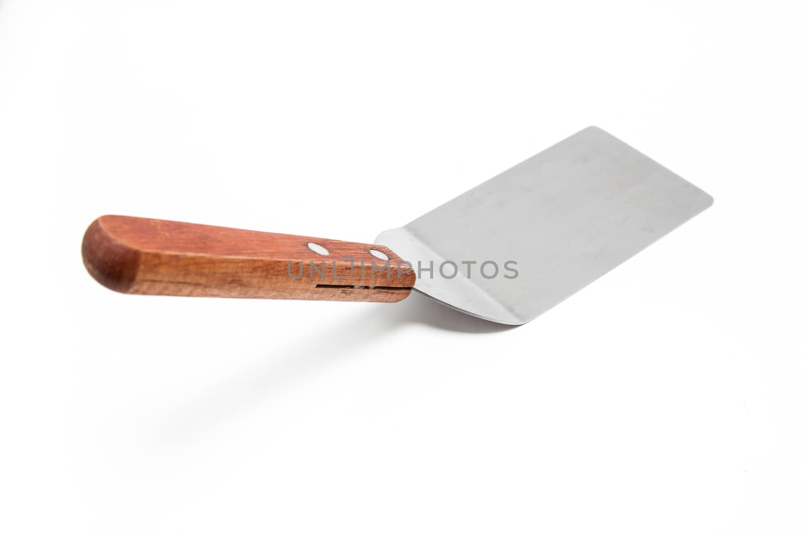 Trowel with wooden handle isolated on white background