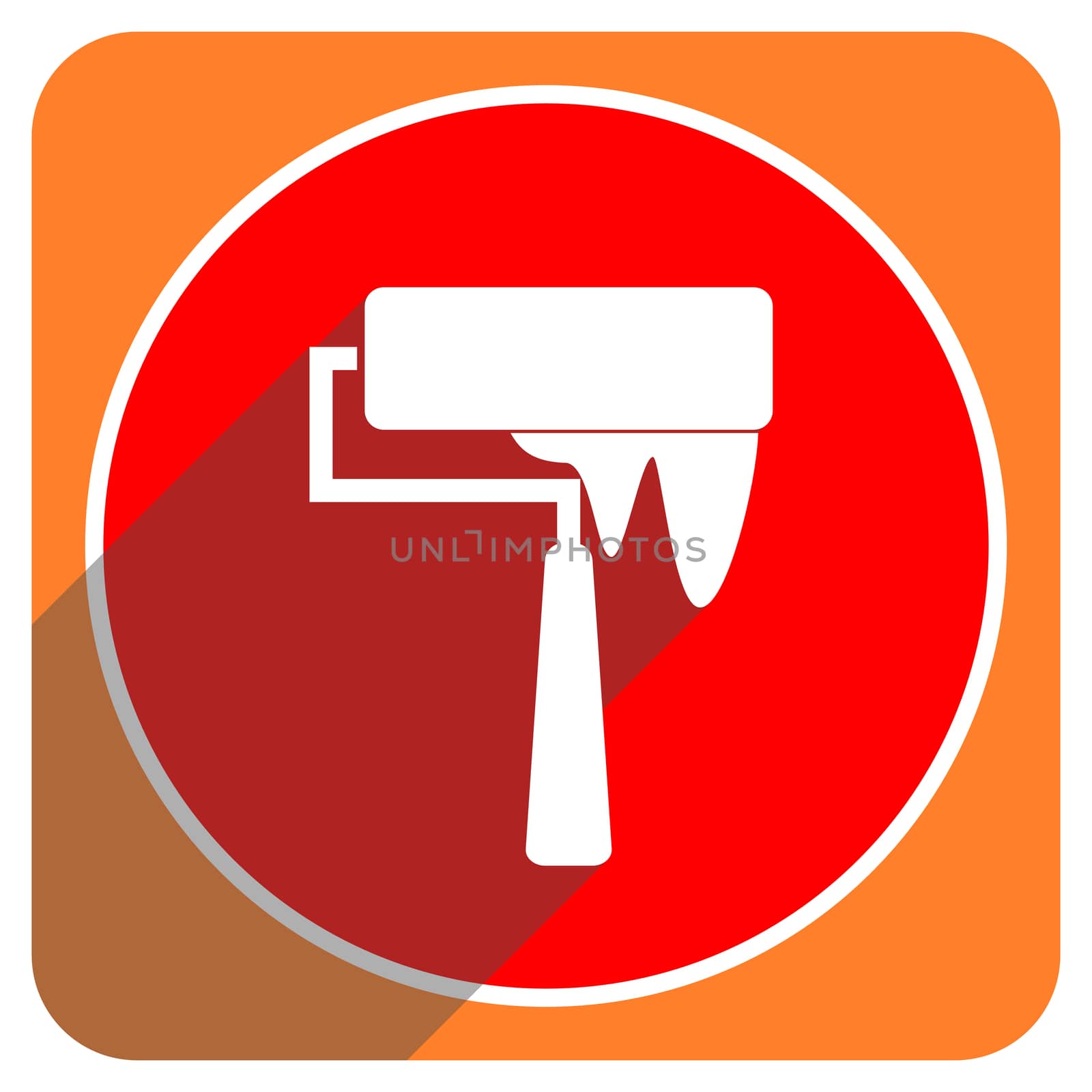 brush red flat icon isolated