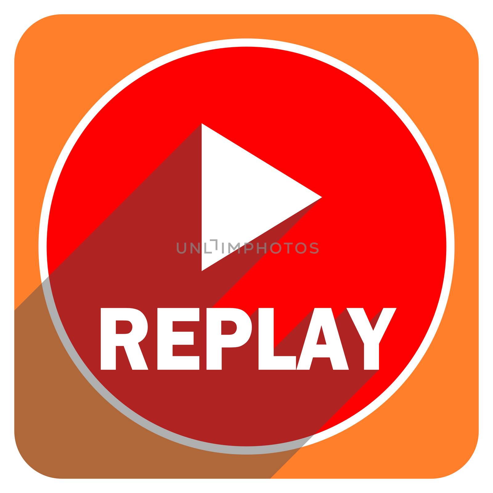 replay red flat icon isolated