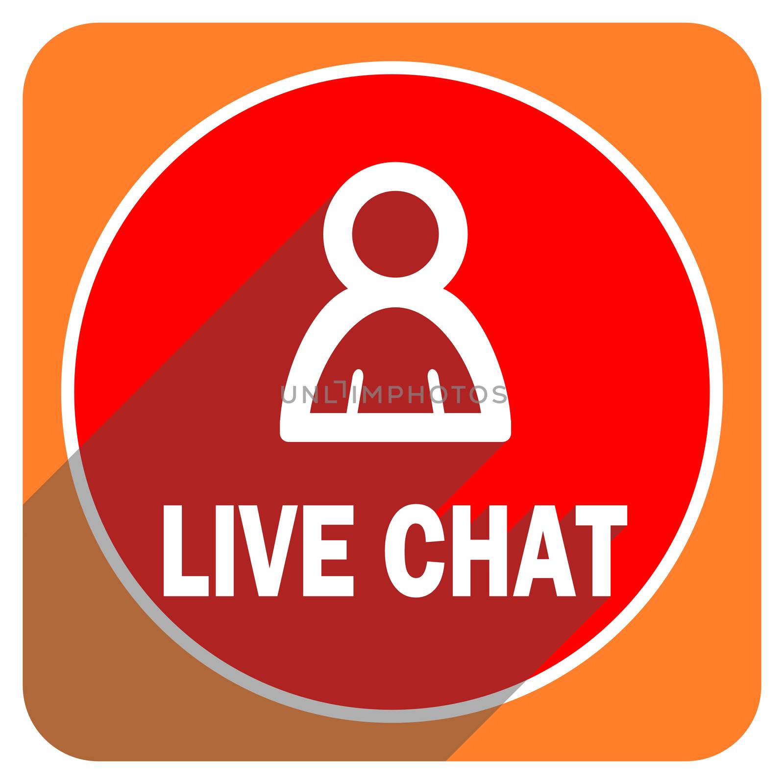 live chat red flat icon isolated