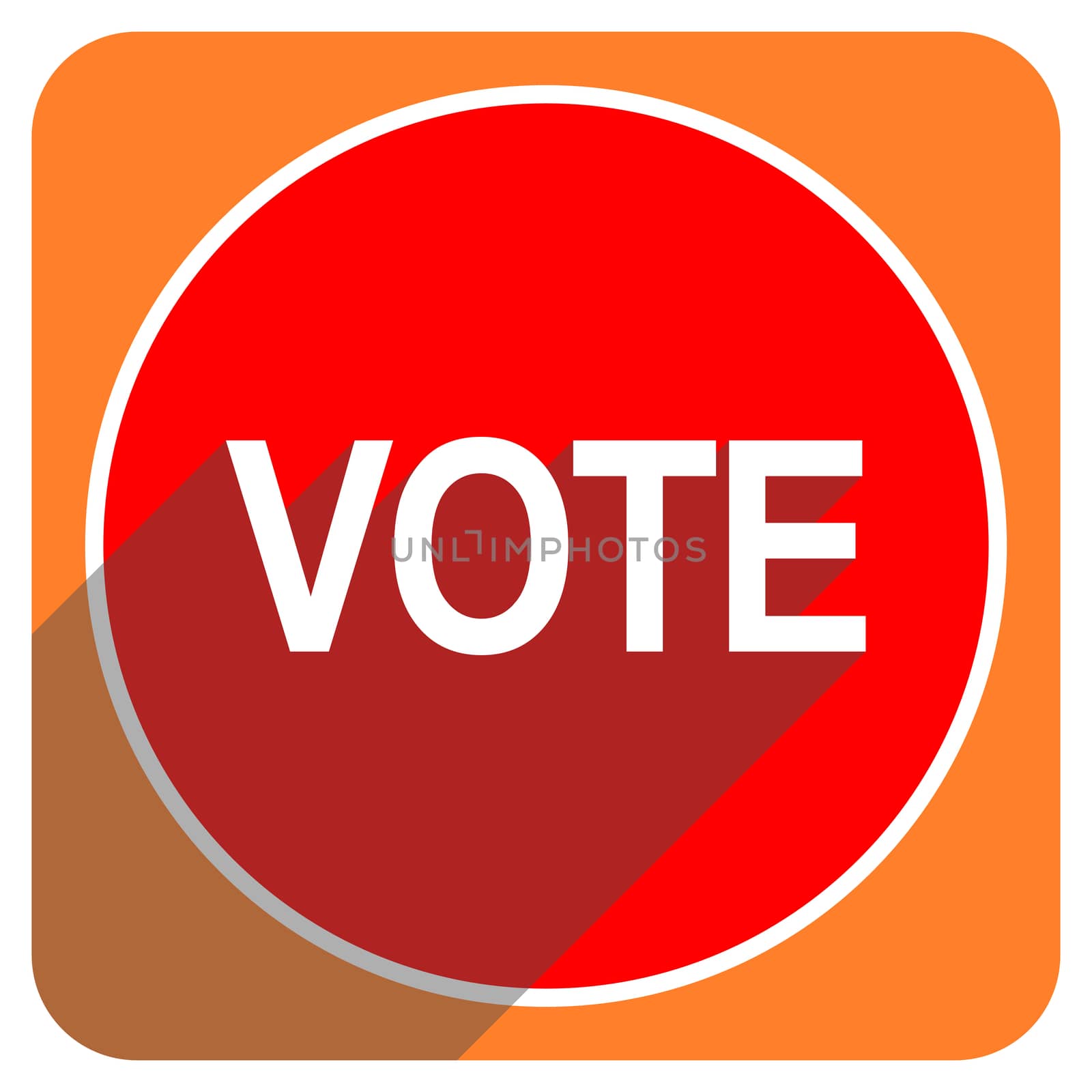 vote red flat icon isolated