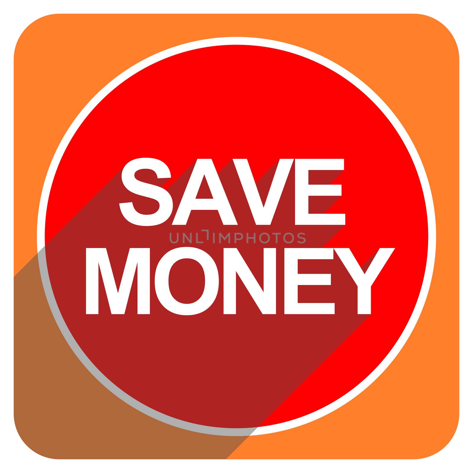 save money red flat icon isolated