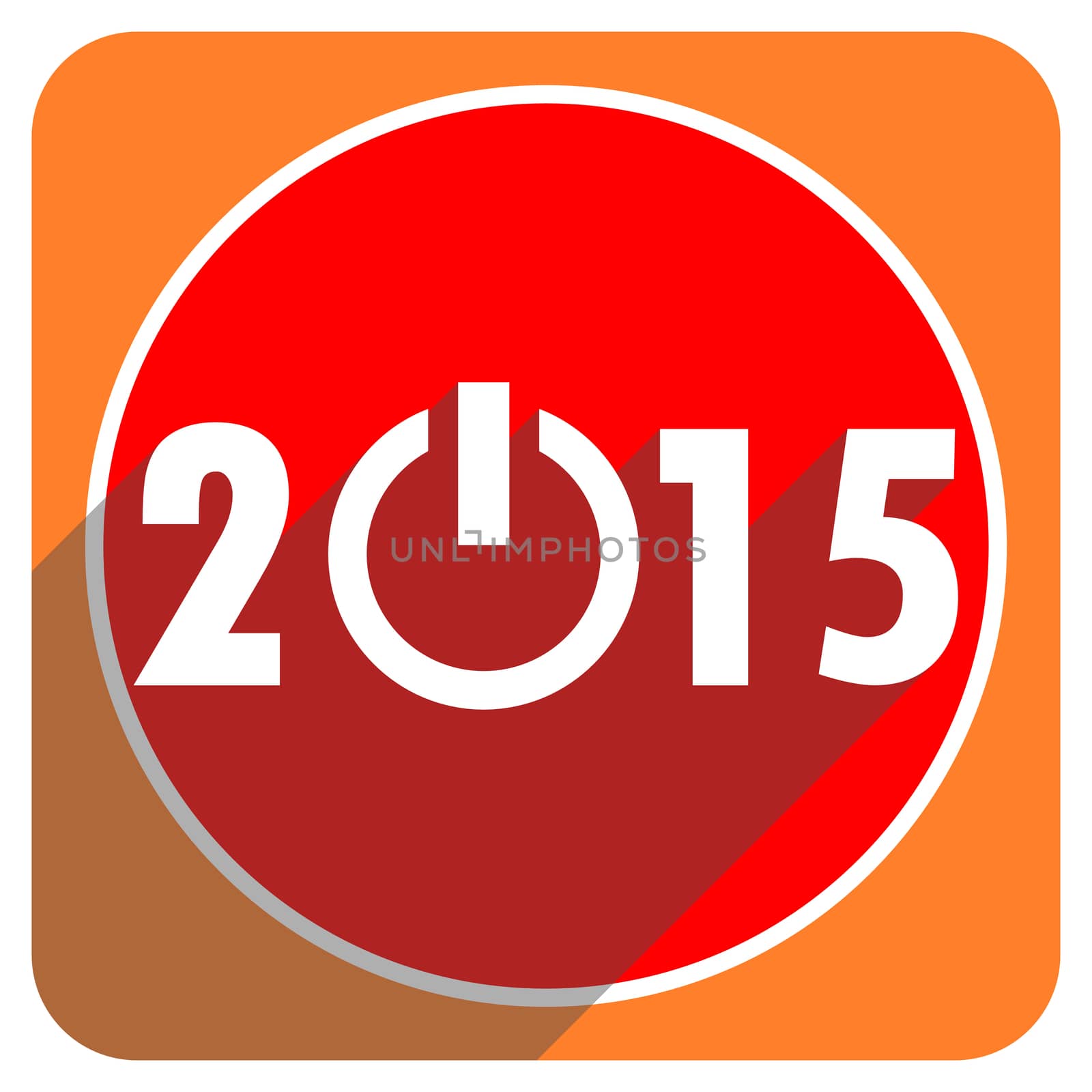 new year 2015 red flat icon isolated