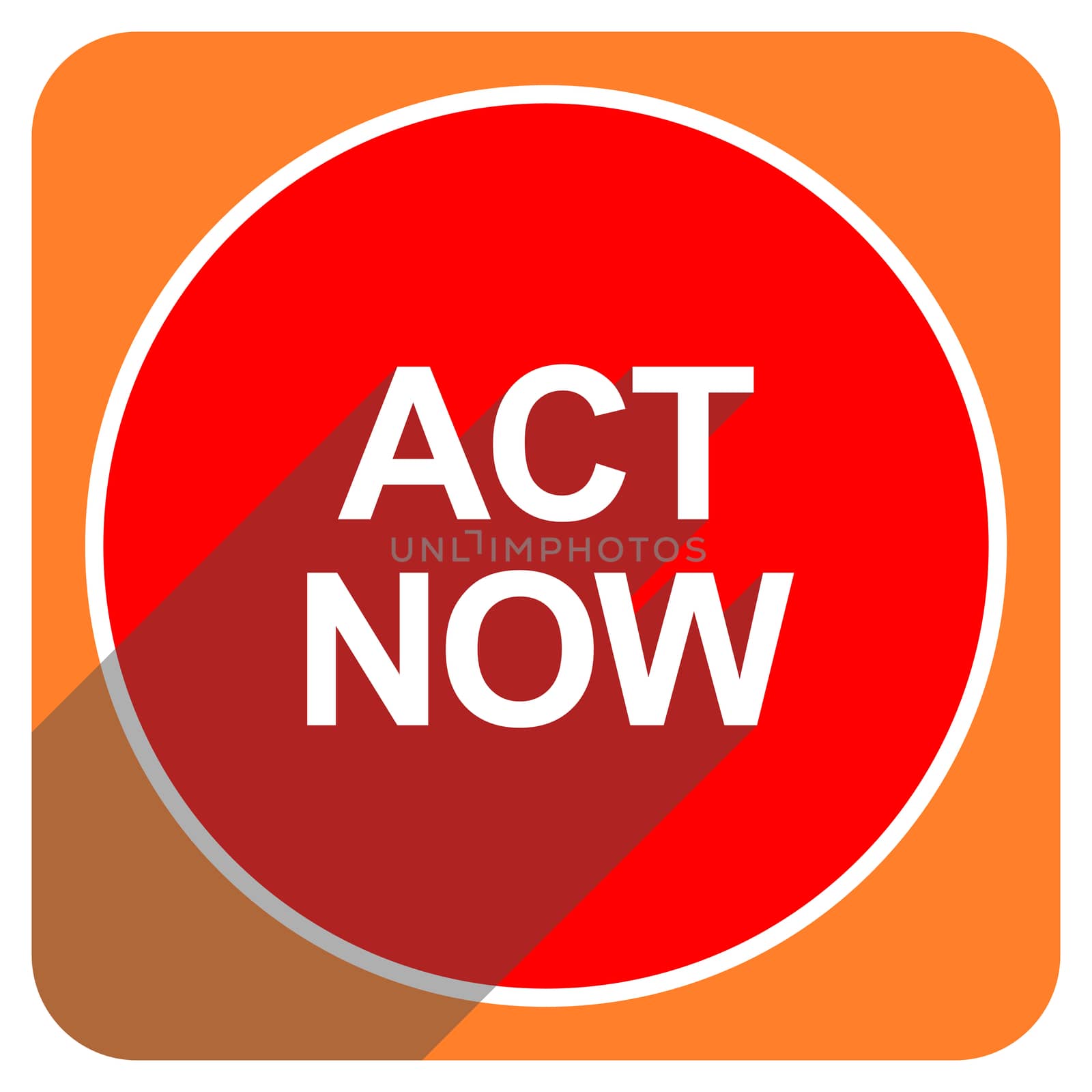 act now red flat icon isolated