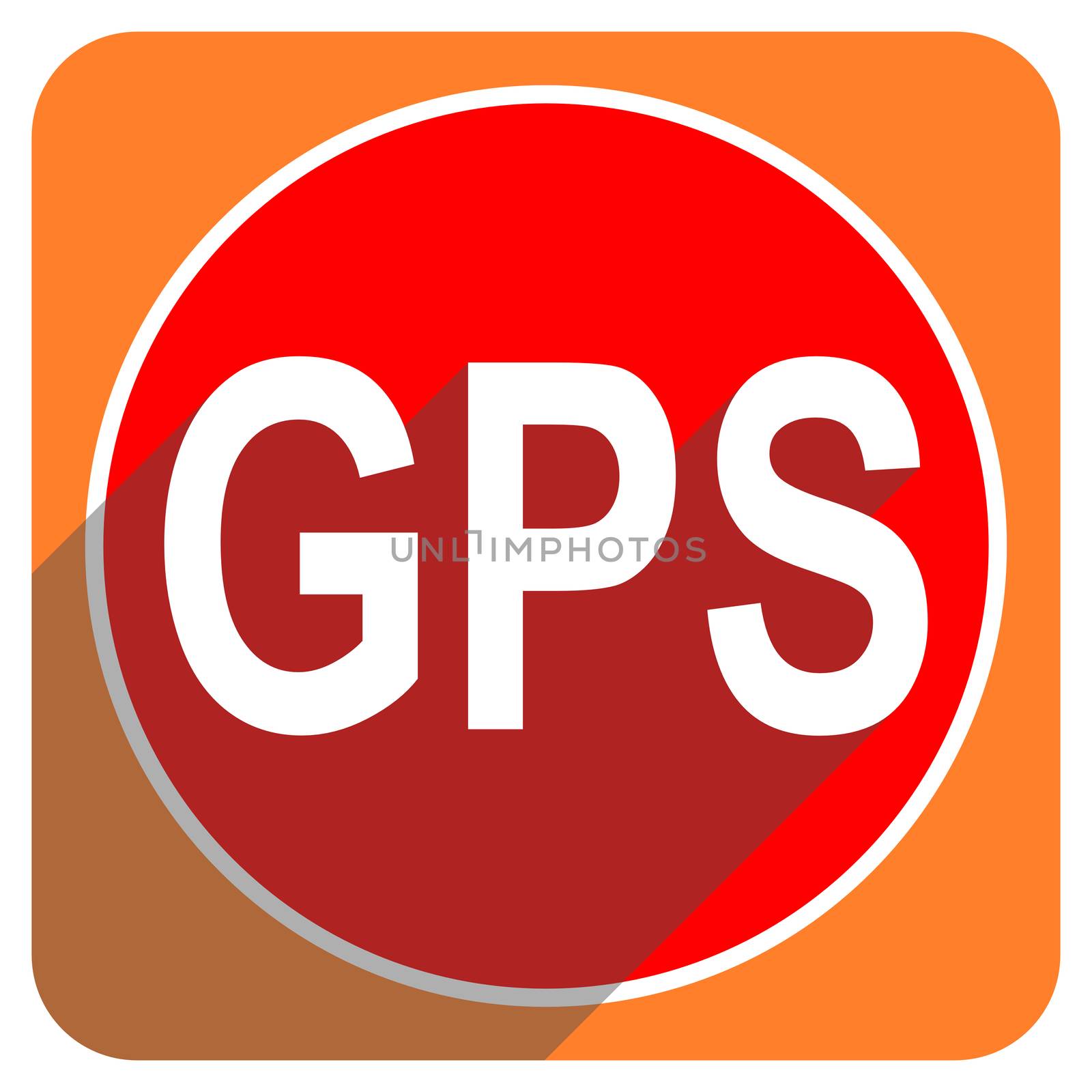gps red flat icon isolated