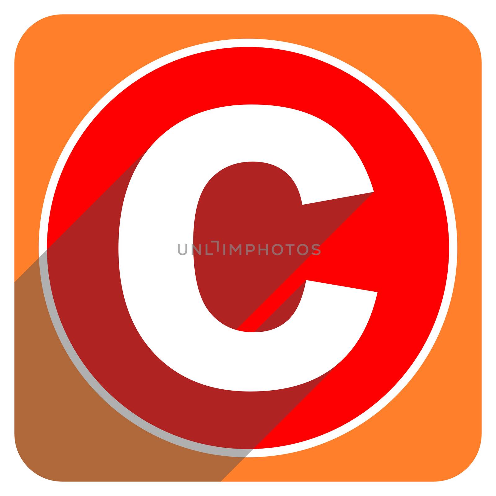 copyright red flat icon isolated