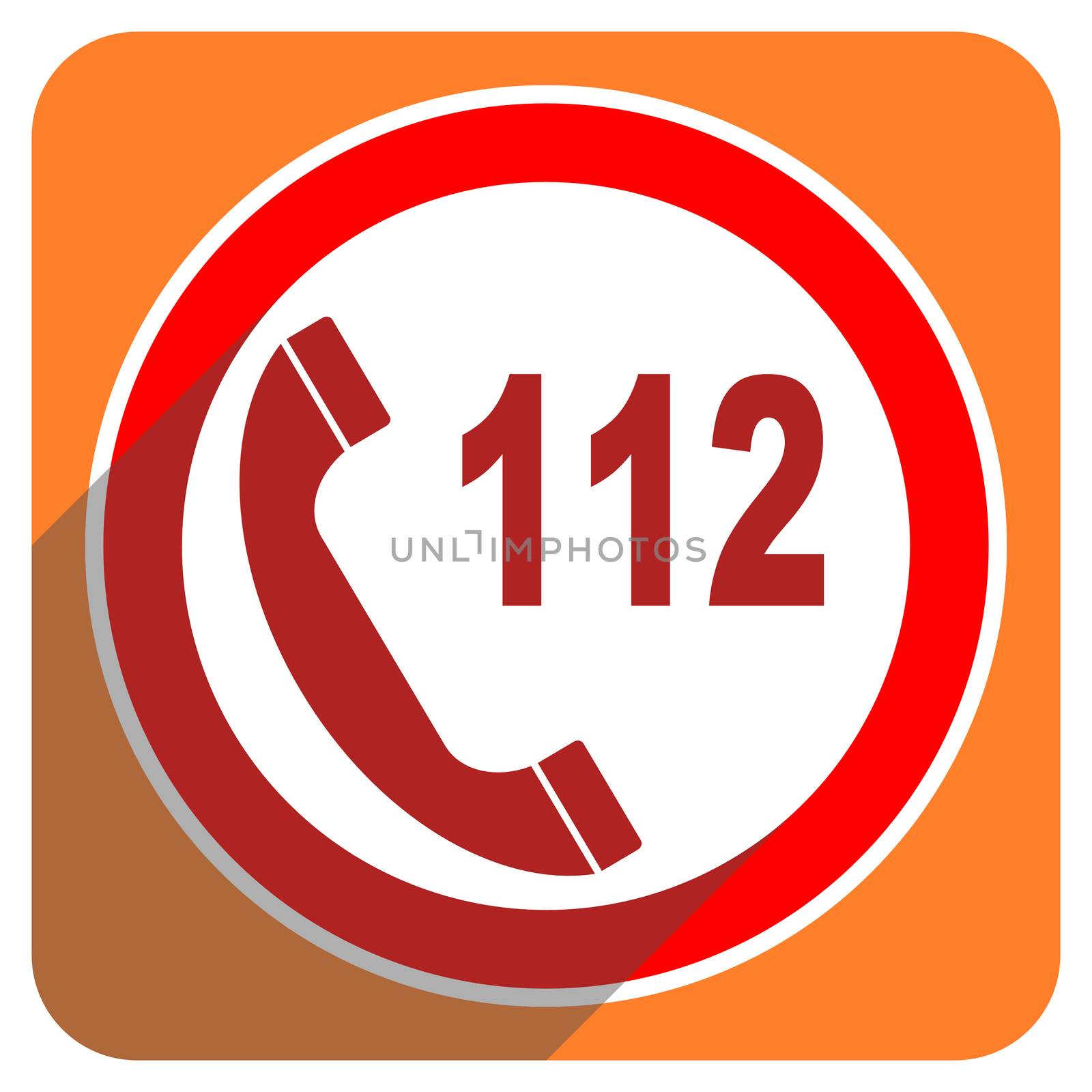 emergency call red flat icon isolated by alexwhite