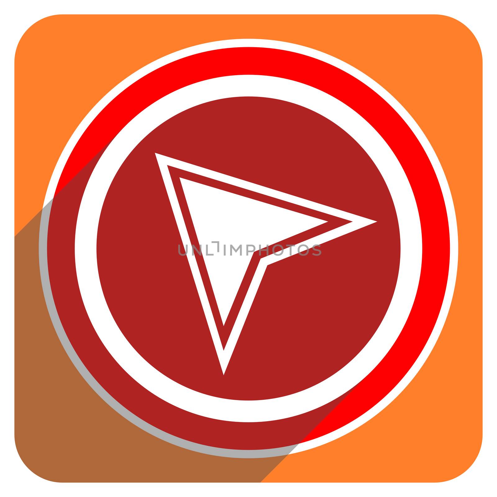 navigation red flat icon isolated