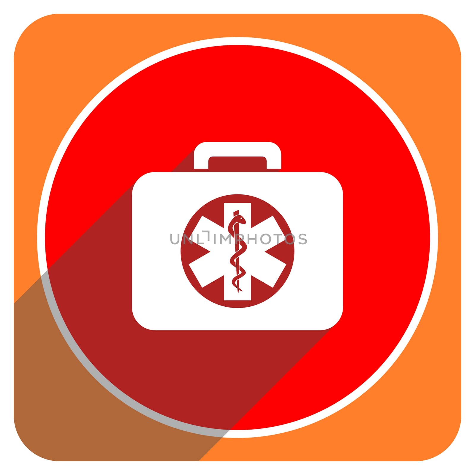 rescue kit red flat icon isolated