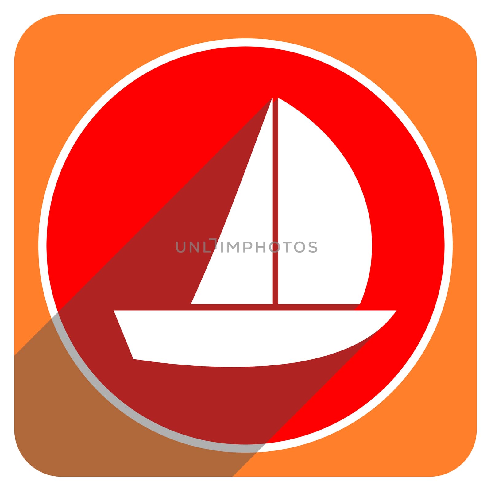 yacht red flat icon isolated