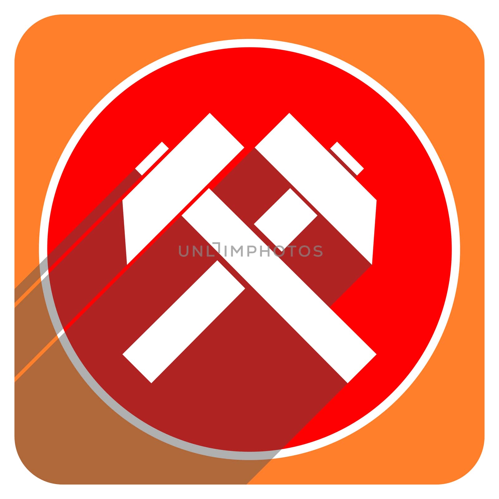 mining red flat icon isolated