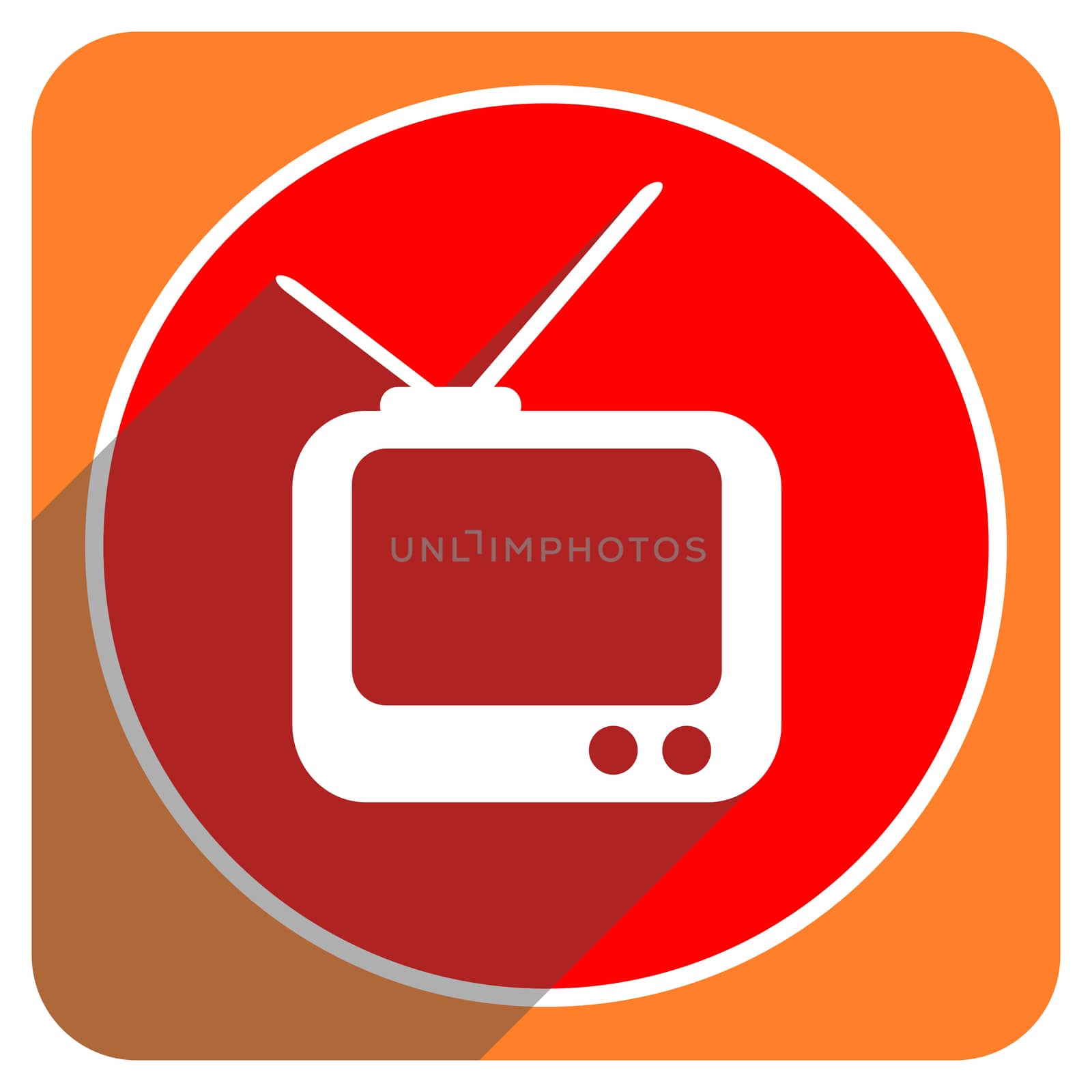 tv red flat icon isolated