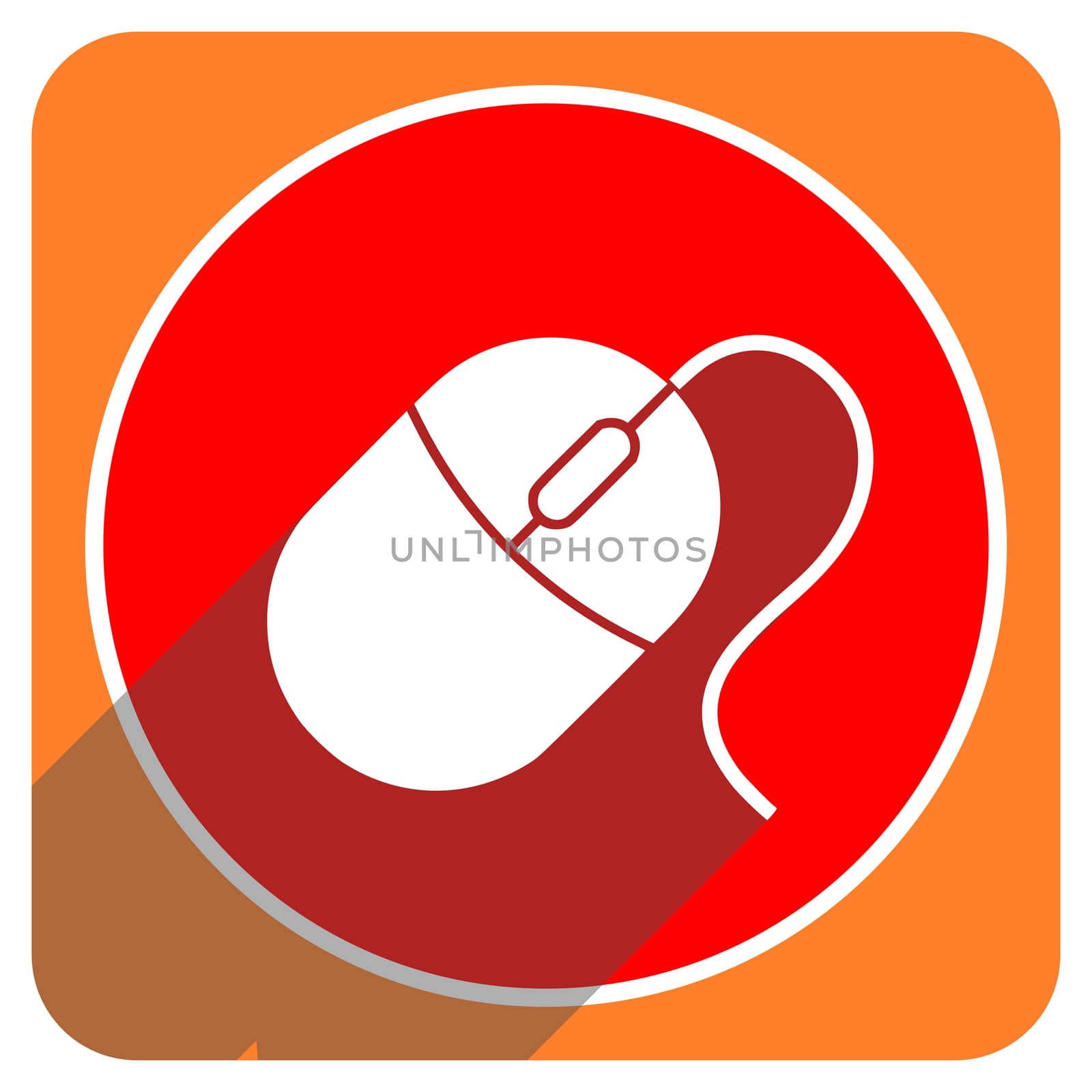 mouse red flat icon isolated