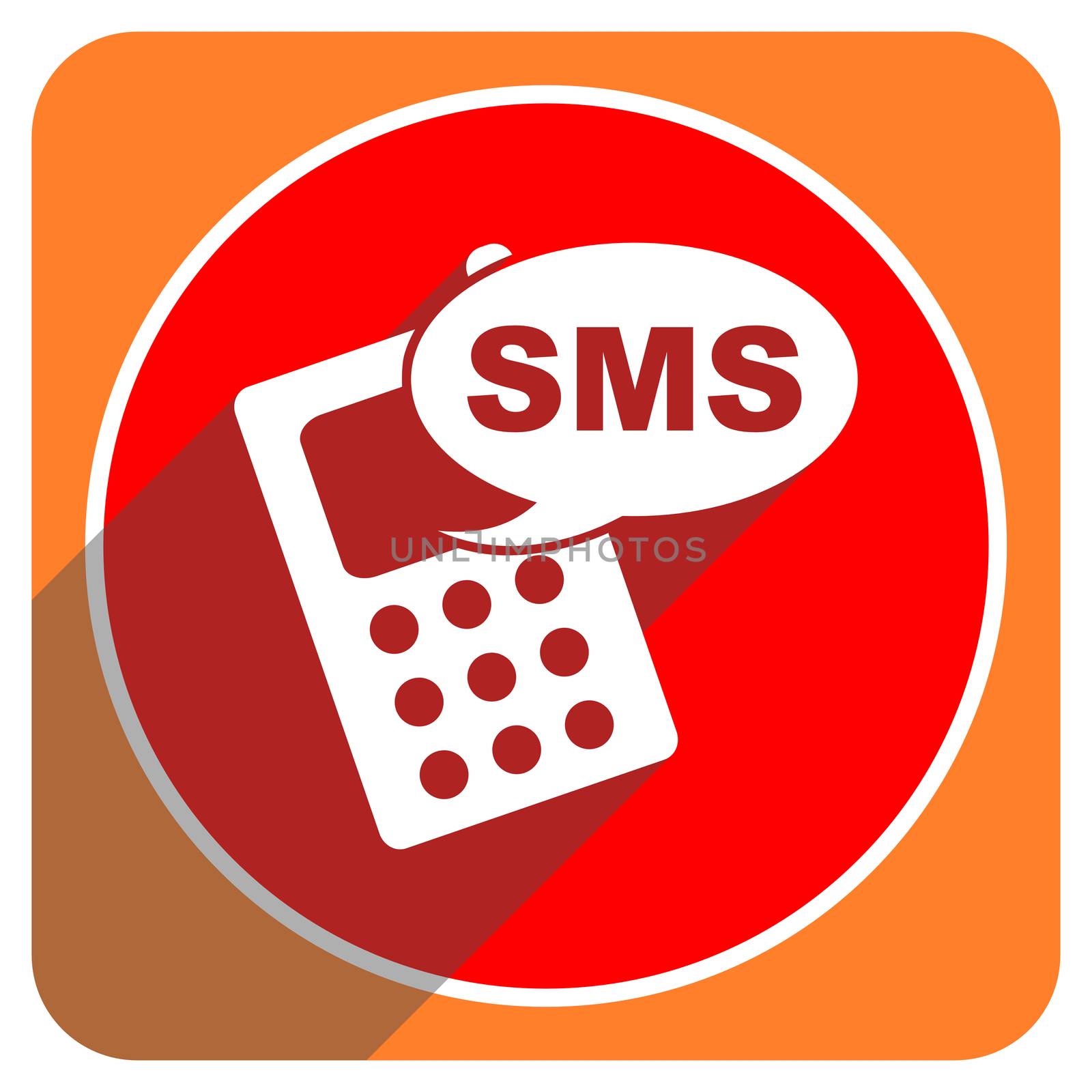 sms red flat icon isolated