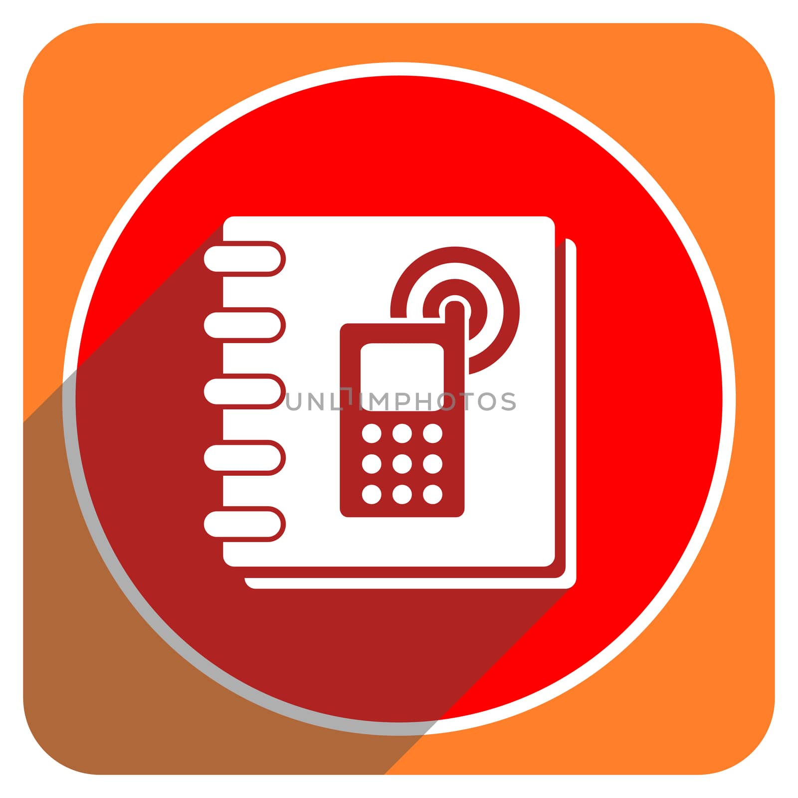 phonebook red flat icon isolated