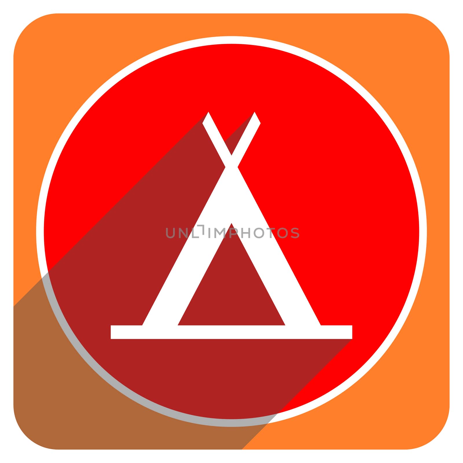 camp red flat icon isolated
