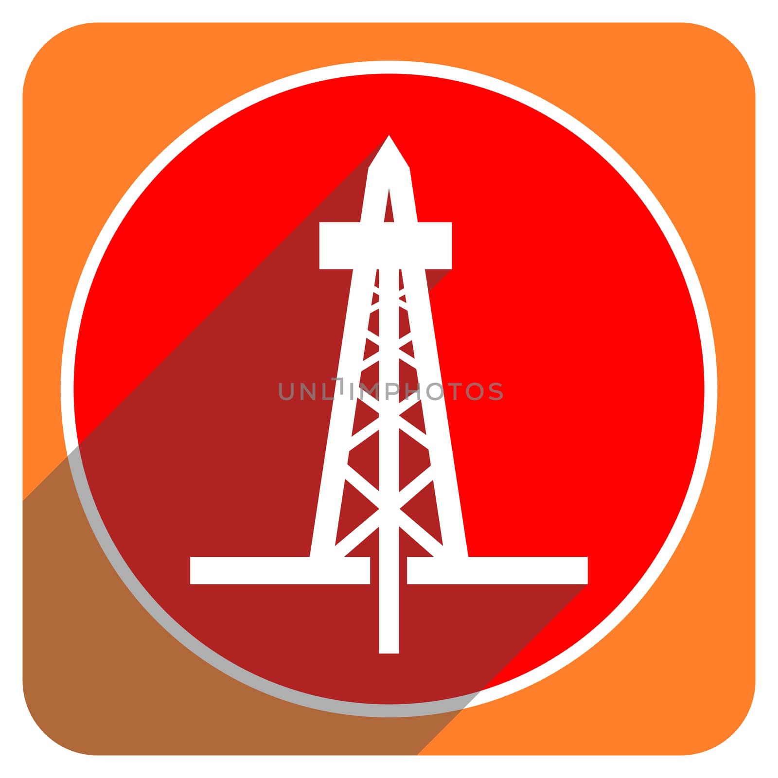 drilling red flat icon isolated by alexwhite