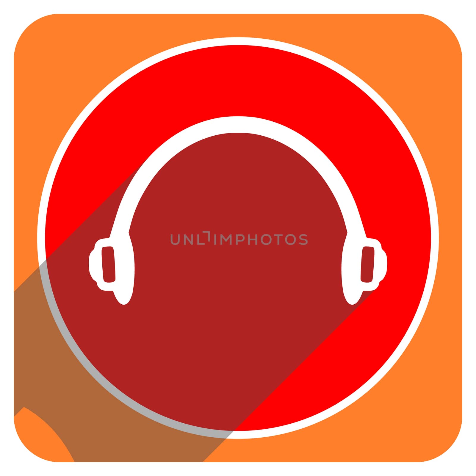 headphones red flat icon isolated