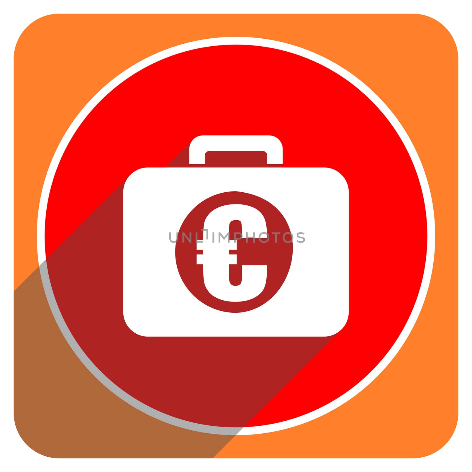 financial red flat icon isolated